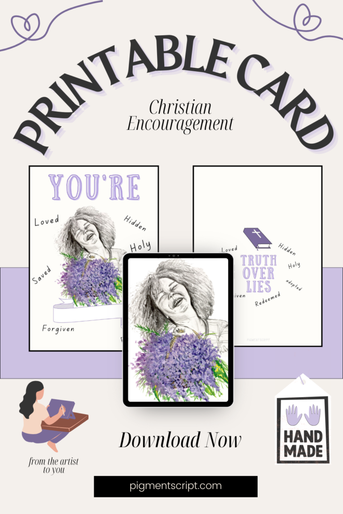 floral purple greeting card Christian scripture truth