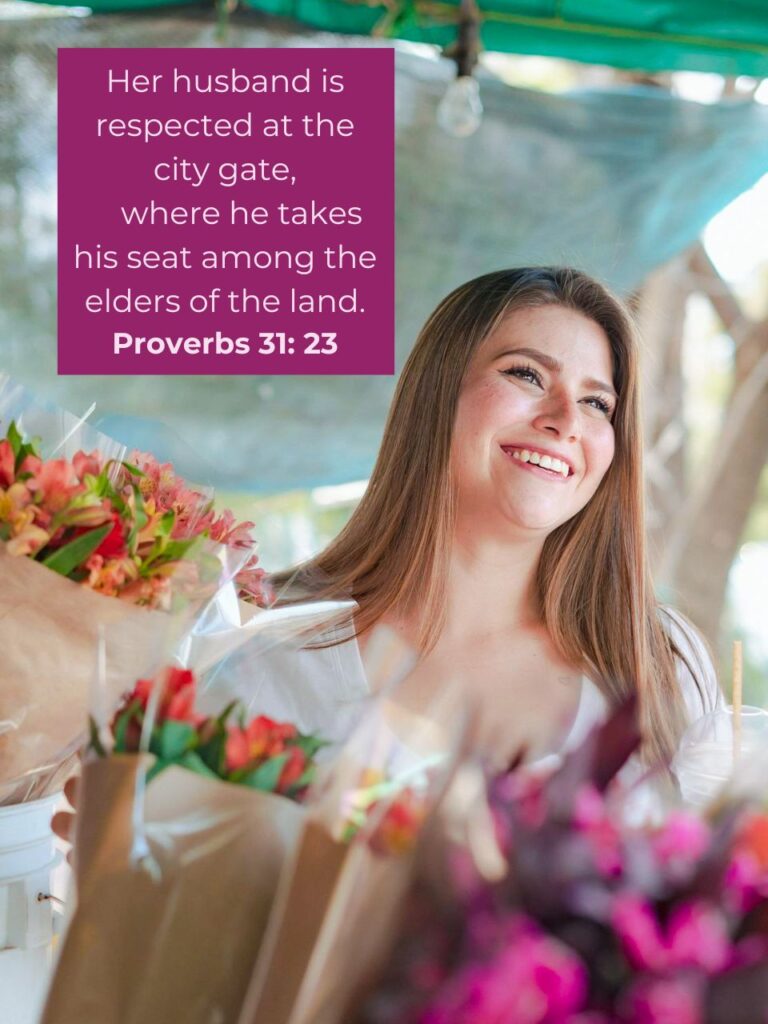 woman smiling at flower shop
